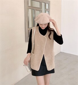 皮毛一体马甲,女装马甲,吉之红