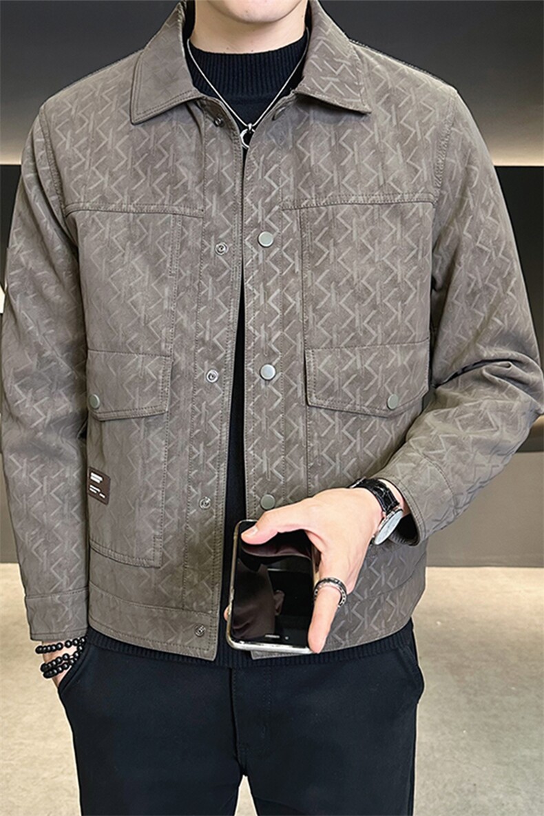 男士皮衣加绒加厚秋冬季2025新款痞帅潮牌皮夹克A313-K9935-P155,男装夹克,电商A313