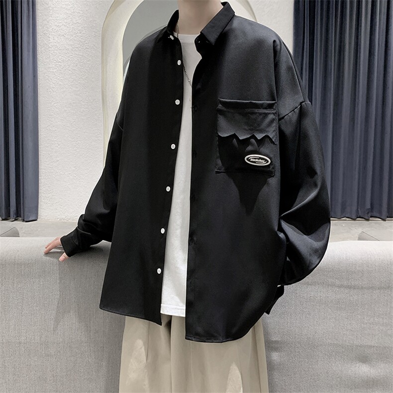 男款休闲宽松中h性纯色上衣衬衫百搭CS07,男装衬衫,电商A132（原电商B245）