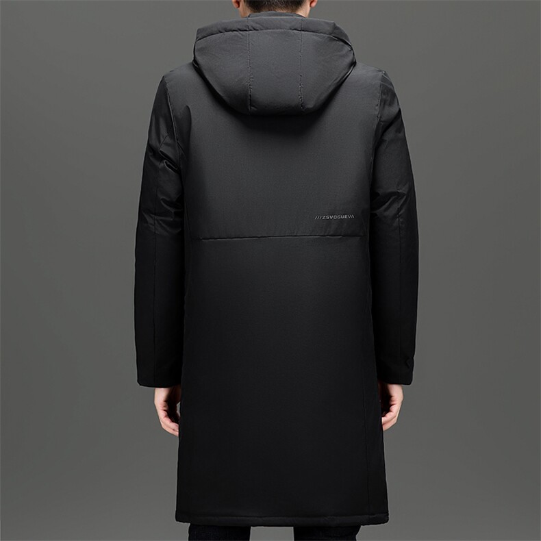 中年男士冬季厚棉服男长款连帽加厚保暖纯色过膝棉衣外套大码棉袄,男装棉衣,电商B212（原钱塘6029）