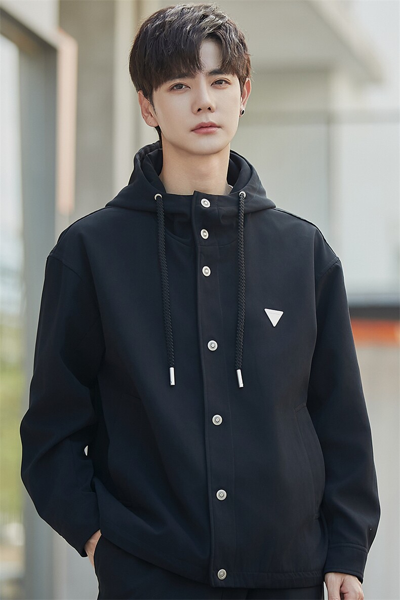 新款男士秋季新款连帽秋季工装夹克时尚潮牌宽松男外套J619-200,男装夹克,电商A355（原A415）