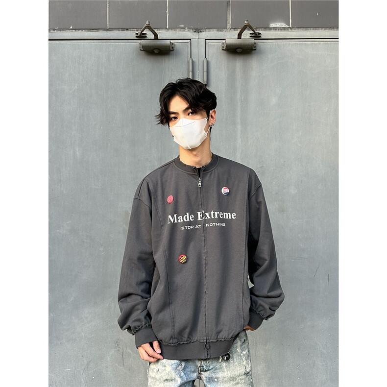 美式复古街头底特律开衫棒球服夹克男女小众设计cleanfit卫衣，男装夹克，星座506A