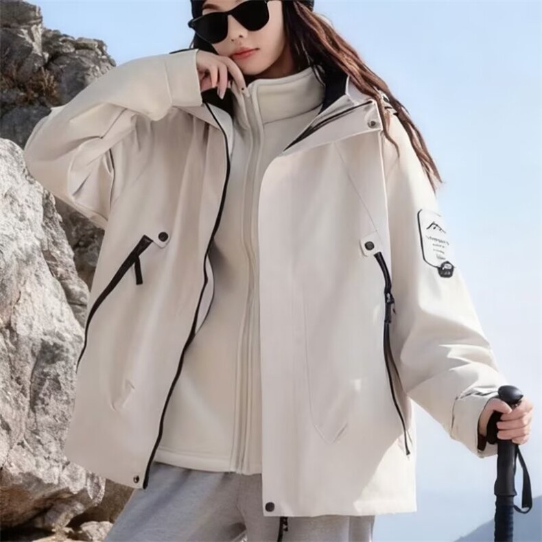 软壳加绒冲锋衣男女款秋冬季三合一防风防水徒步登山服Q8055P88,男装夹克,星座1013-1
