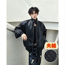 美式复古立领机车皮衣男冬潮牌宽松休闲短款夹棉加厚外套M8058-2，男装皮衣，星座506