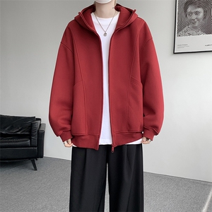 8XL-M 休闲复古潮美式重磅连帽宽松安克拉红色卫衣外套WY34P8图片