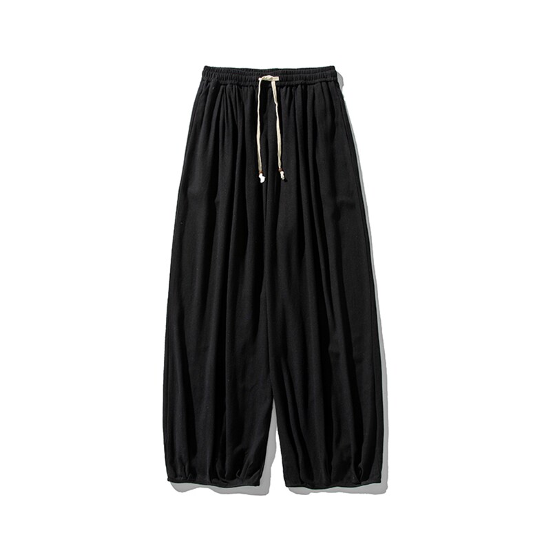 夏季新款大码日系风亚麻棉麻休闲裤直筒阔腿裤中式K303/P75,男装休闲裤,钱塘713