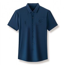 爸爸冰丝短袖衬衫男中年爸爸夏装中老年人夏季宽松休闲衬衣男装图片