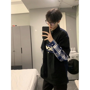 706-1-WY8800-P75 现货 男士美式休闲长袖卫衣情侣假两件polo外套图片