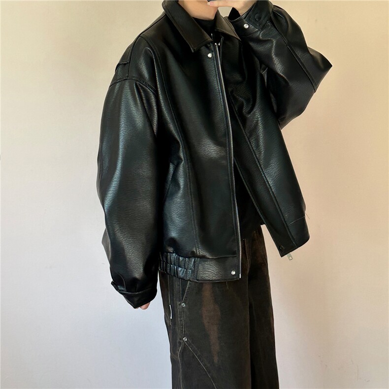 现货皮夹克外套男款潮牌宽松PU皮衣A351-AP2605-P105控168,男装夹克,电商A351