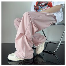 高街抽绳束脚裤休闲裤男宽松设计粉色裤子降落伞AK411-P38，男装休闲裤，星座1001-1