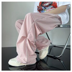 高街抽绳束脚裤休闲裤男宽松设计粉色裤子降落伞 AK411-P38图片