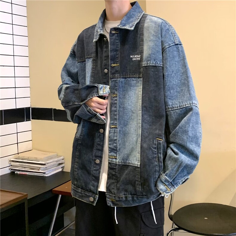 秋新款设计感牛仔外套男美式街头青年宽松情侣痞帅夹克JK8328-P65,男装夹克,星座1109-3
