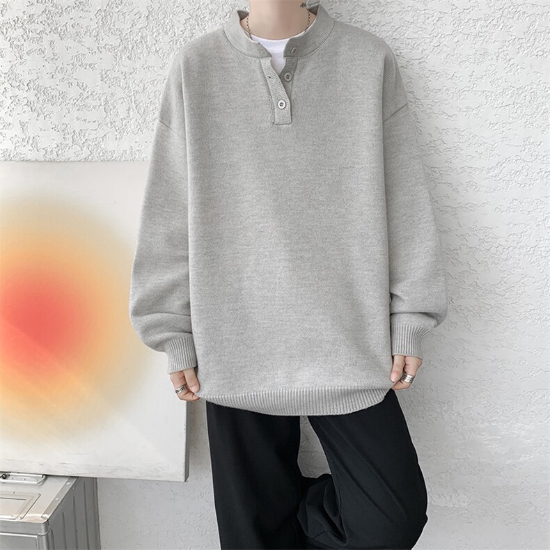 亨利领毛衣男款宽松慵懒高级感慵懒风针织衫内搭打底衫MY19007P50,男装T恤,电商B312