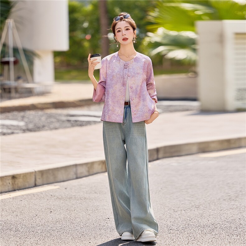 2026年春季新中式提花开春超火外套女,女装短外套,E百度