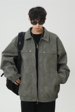 PU皮工装翻领夹克2025秋季痞帅潮流二开外套XZ301b-2-JK2591P75，男装夹克，星座301B-2（原A443-1）