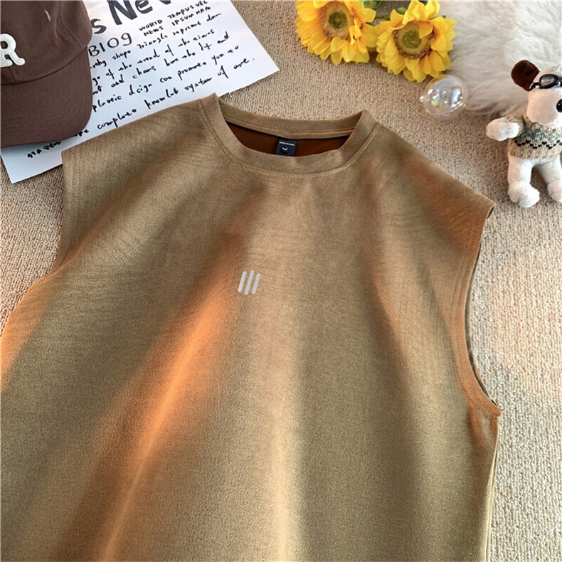 可设48小时发货支持抖音得物来样二开240克重磅美式麂皮绒背心t恤，男装背心/马甲，电商A486