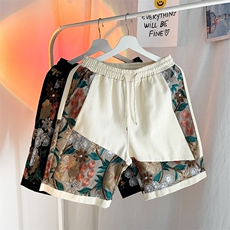 1港风大码M-5XL日系刺绣民族风潮五分裤短裤男DK7791P45控59，男装牛仔裤，星座226-2