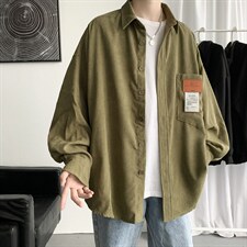 秋装灯芯绒外套长袖衬衫宽松衬衣情侣男女学生中性潮H215/P50,男装衬衫,钱塘713