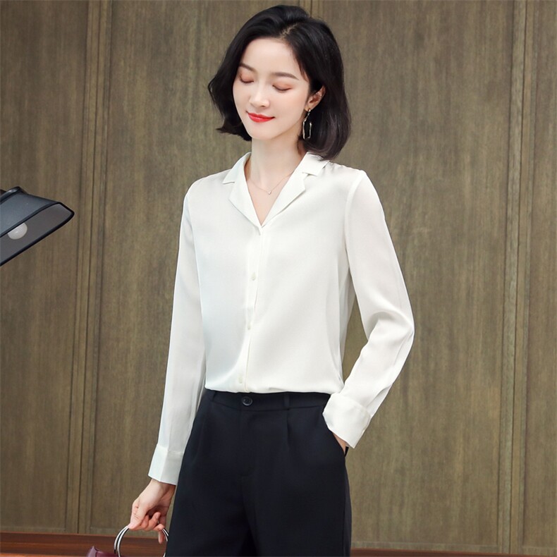 真丝衬衫女2024年春夏新款欧货复古小西装领OL气质杭州桑蚕丝上衣,女装衬衫,阿舍尔精品