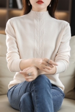 时尚百搭女士羊毛衫麻花纹小立领设计羊毛保暖舒适，女装羊毛衫，鑫源羊绒