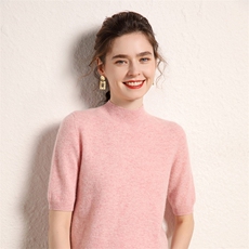 2025年秋季单件通勤半高领短袖谁时尚百搭通勤休闲修身，女装羊绒衫，三莲羊绒