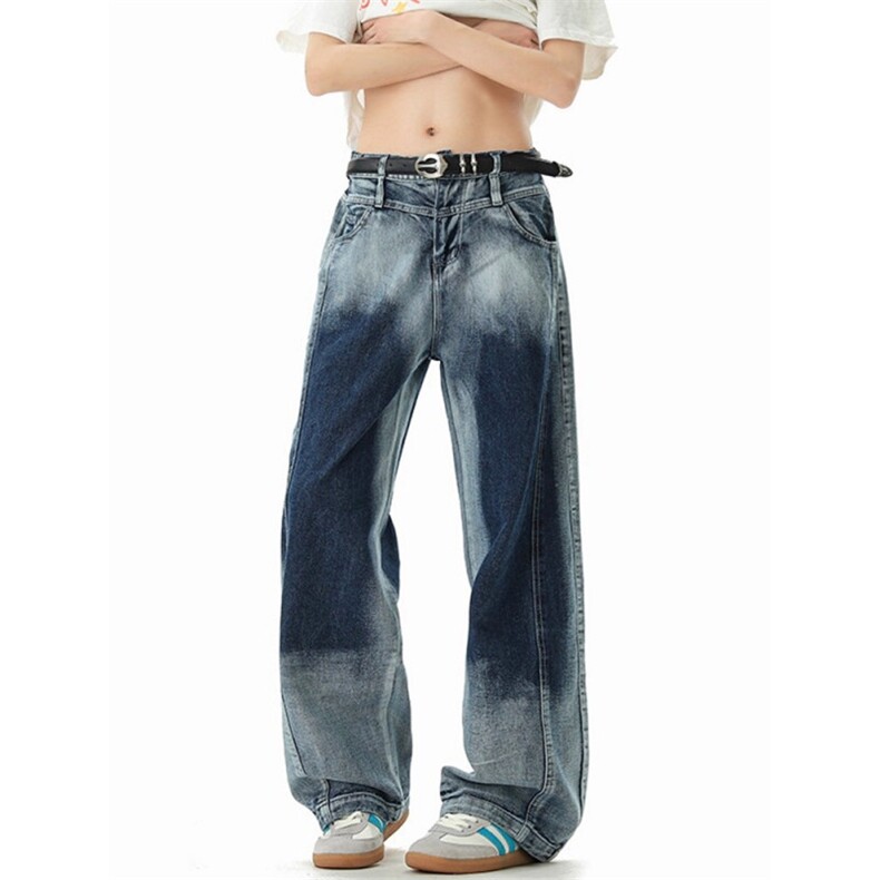 现货!港风新款2025潮流百搭直筒宽松大码牛仔裤松紧腰NZ6154-P42，男装牛仔裤，星座1103-2