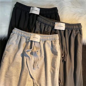 春夏运动休闲裤男直筒垂感ins潮牌港风B415P33图片