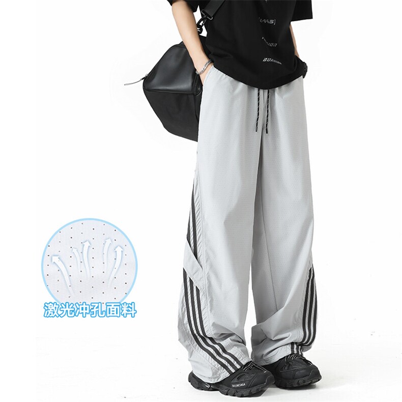 潮牌条纹宽松运动美式垂感户外休闲裤宽松长裤K5029-P38,男装休闲裤,星座717