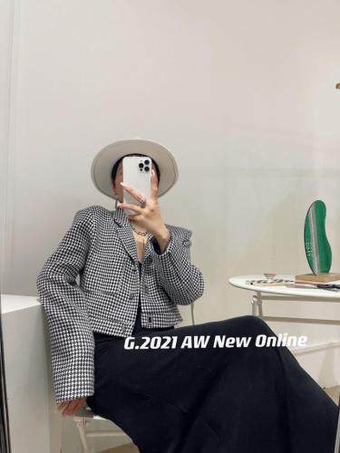 秋季新款千鸟格翻领小外套，其它，G