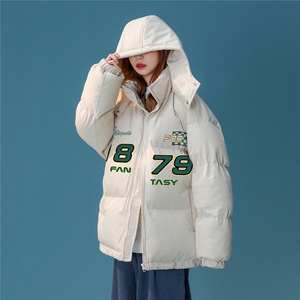 中性22冬季潮流设计感潮牌印花加厚连帽面包服棉衣MY209P115控158图片
