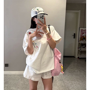 万针全刺绣工艺抖音得物高品质260克重磅纯棉双纱美式高街短袖T恤图片