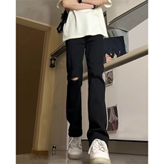现货主推破洞弹力渐变大码直筒微喇毛边牛仔裤K860-K861-K866-P50，男装牛仔裤，星座205