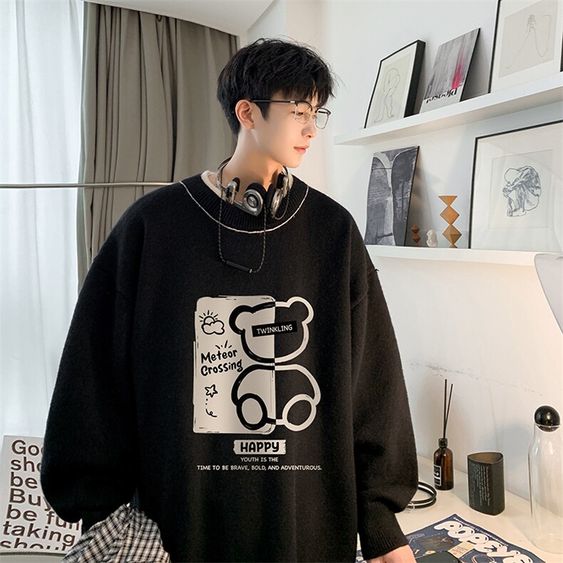 假两件毛衣男大码加绒针织衫男毛线衣M80352-P55加绒P70,男装针织衫/毛衣,电商A040