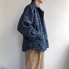 春秋季新款美式复古格子夹克男女同款毛呢休闲外套AA36-P62，男装夹克，星座208-5
