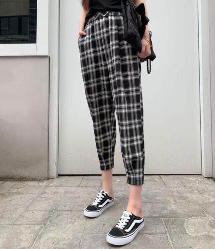 【现货】夏季新款韩版格子哈伦裤，女装，淳·清衣社