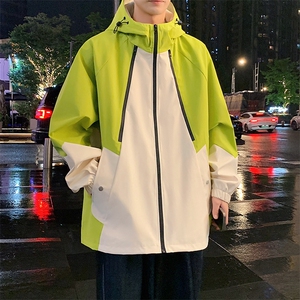 新款港风中性风宽松夹克男撞色拼接防水冲锋衣外套MYJ24-7831-P75图片