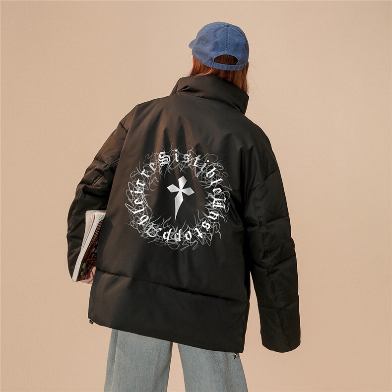 中性风22冬季新品潮牌西海岸印花立领棉衣TPMY62P65K99特批无差价，男装棉衣，A247A