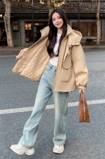【设计】1C128-A34冬新牛角扣羊羔毛连帽棉服外套P190-K295，女装棉衣/棉服，2D148