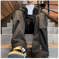 港风春款男休闲裤工装口袋褶皱抽绳束脚冲锋裤H0960P38，男装休闲裤，星座1013-1