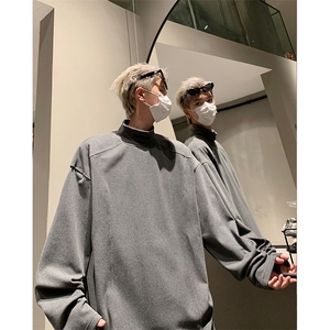 半高领长袖卫衣男秋季宽松休闲套头t恤打底衫 XZ514-2-24230-P48图片
