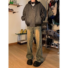 美式飞行员夹克假两件pu皮衣外套男女潮牌连帽棒球服LJK8539-P85，男装皮衣，星座1008