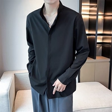 衬衫男新中式轻熟风男装夏季韩版修身免烫冰丝长袖衬衣C902，男装衬衫，星座1116A-2（原606A-1）