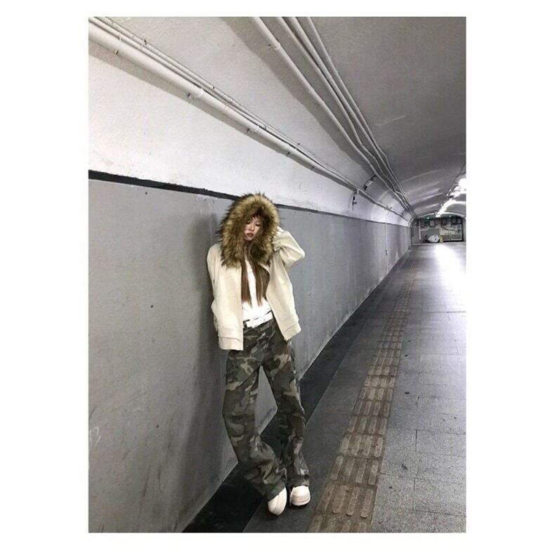 NECOYEP美式复古迷彩阔腿工装裤男女宽松简约高街直筒长裤XG6622,男装休闲裤,星座1116A（原606A-3）