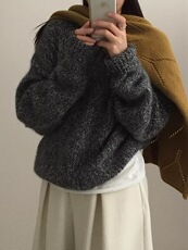 秋冬纯色V领长袖针织衫女韩版宽松时尚百搭上衣，女装羊毛衫，圣旺供货