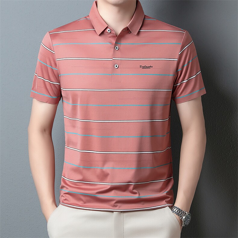 新款polo衫男士T恤男装短袖翻领夏季冰丝商务宽松休闲PL2320-P68，男装Polo衫，星座1105-3