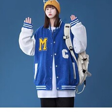 现货自家图秋季美式克莱因蓝拼接棒球服夹克男春秋宽松百搭蓝色情，男装夹克，星座218-1（原230）