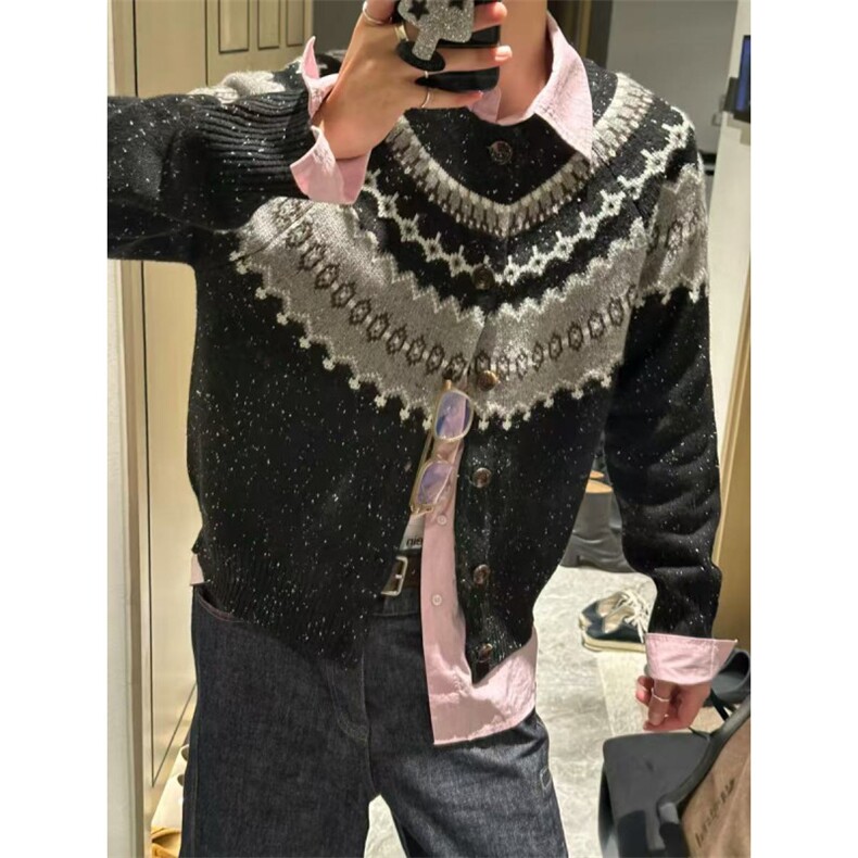 INTENT费尔岛星空开衫毛衣男款秋冬慵懒松弛感针织衫美式提花外套,男装针织衫/毛衣,星座1411A-6