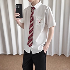短袖衬衫男女宽松班服刺绣情侣高中毕业照校供感jk学院风DK04，男装T恤，星座208-5