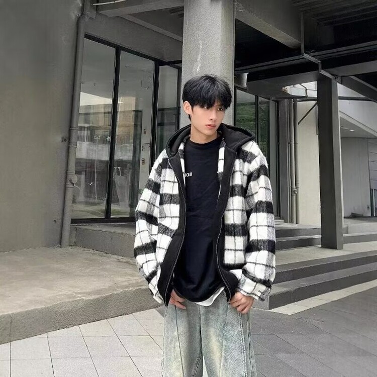 男秋装休闲男款春秋季日系翻领夹克秋季男生毛呢外套男款图片