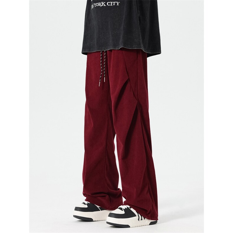 2024抖音款灯芯绒多色压折时尚简约多色休闲裤特价35，男装休闲裤，电商B388